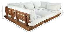 Meridian Furniture 111White-Sec6C Mirella Collection Modern | Contemporary Outdoor Patio U-Shaped 6pc. Modular Sectional with Solid Teak Frame, Water Resistant Fabric, 113" W x 75" D x 27" H, White