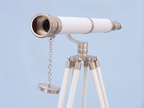 Handcrafted Nautical Decor Galileo Telescope 65" Brushed Nickel
