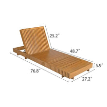 Merax 2-Piece Acacia Wood Chaise Lounge Set w/ 6-Position Adjustable Backrest & Cushion - Outdoor Patio Poolside Furniture, Beige