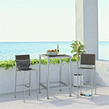Modway Shore Outdoor Patio Aluminum Set of 2 Armless Bar Stool in Silver Gray