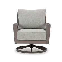 Benzara Karo Outdoor Swivel Lounge Chair with Cushions Gray and Brown