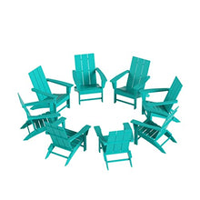 WO WESTIN OUTDOOR 8-Piece Folding Poly Lumber Adirondack Chairs Turquoise