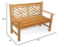 GOLDENTEAK Teak Chippendale Bench 4 Ft Outdoor Patio Garden Bench, Premium Grade-A Teak Wood Furniture for Porch, Deck, Lawn & Backyard Seating, Natural Oil Finish