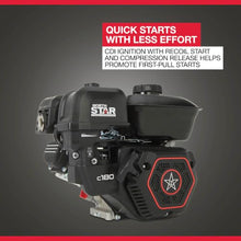 NorthStar c180 Horizontal OHV Engine with Recoil Start — 179cc, 3/4in. x 2-7/16in. Shaft