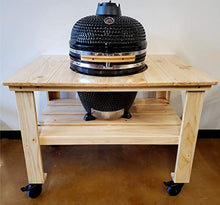 Black Outdoor Charcoal 21" Ceramic Egg Kamado BBQ Grill Smoker with Wood Table Pizza Stone and Canvas Cover