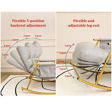 QUANGJN Omfortable Rocking Chair for Balcony Steel Legs Padded Seat Adjustable Footrest Leisure Chair for Living Room and Patio Armchair,