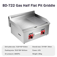 Gas Griddle, Commercial Countertop Grill, Large Stainless Steel Nonstick Griddle, Kitchen Fried Pans, BBQ Grill Barbecue Bacon Egg Fryer, Independent Temperature Control for Home Commercial,722