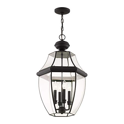 Livex Lighting 2357-04 Monterey 4-Light Outdoor Hanging Lantern, Black