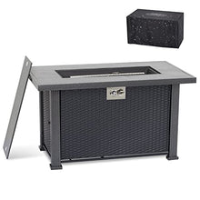 Garvee 44 in Propane Fire Pit Table, 50000BTU Rectangle Fire Table with Cover & Rain Cover, Sturdy Steel and Iron Fence Surface, CSA Safety Certified, Companion for Your Garden