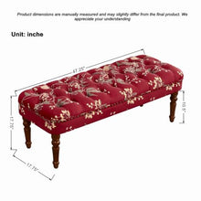 KEIKI 2-Piece Floral Loveseat & Ottoman Bench Set, Tufted, Red