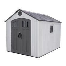 Lifetime Outdoor Storage Shed, 8x10 Ft, Gray, Resin Tool Shed with Lockable Doors and Steel-Reinforced Walls