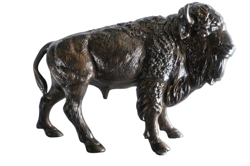 Nifao Aluminum American Bison Dark Medium Bronze Statue, 46"L x 15"W x 35"H