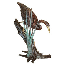 Design Toscano Fishing Heron in Reeds Cast Bronze Garden Statue Two Tone Bronze & Verdigris