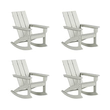 WestinTrends Ashore Patio Rocking Chairs Set of 4, All Weather Poly Lumber Plank Adirondack Rocker Chair, Modern Farmhouse Outdoor Rocking Chairs for Porch Garden Backyard and Indoor, Sand