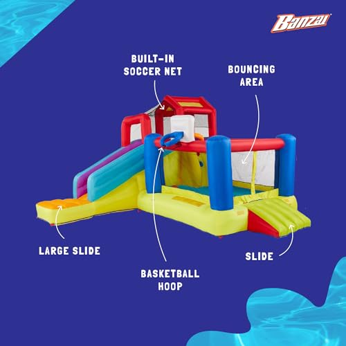 BANZAI Climb ’N’ Bounce House with Slides & Blower Multi