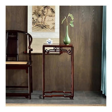 WOAITIANTIAN Vase Stand Rectangle Redwood Bonsai Display Base, Chinese Stye Openwork Carving Plant Stand