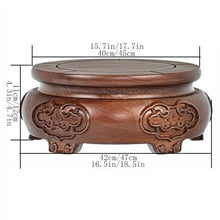 HGIYA Bonsai base Retro Crafts Wooden Display Stand Teapot Table Round Planter,with Relief Sulpture Rosewood Racks Pot