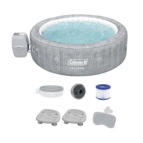 Coleman SaluSpa Sicily AirJet Inflatable Hot Tub with Bestway Non-Slip Seat & Headrest Gray