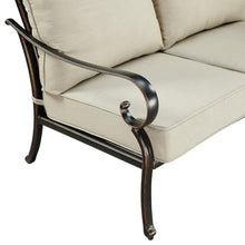 Oakland Living Black Aluminum Patio Deep Seating Outdoor Two Seater Loveseat with Light Grey Cushions
