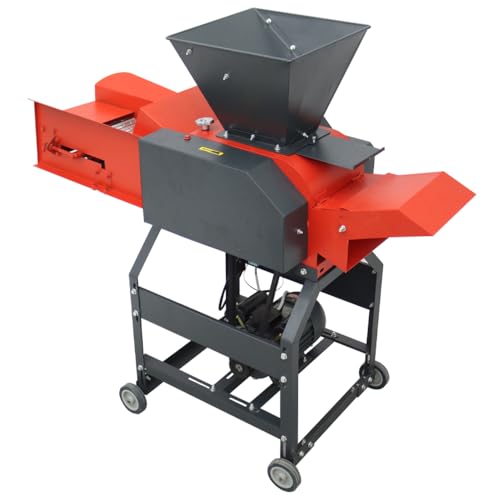 Banfluxion 220V 6-Blade Hay Cutter Pulverizer with Belt Conveyor Crop Straw Breaker Grass Crusher Grass Chaff Cutting Machine 500-1000KG/H, 2.2KW