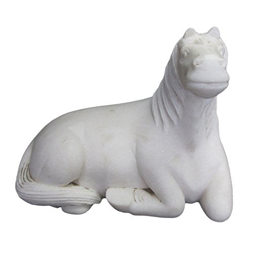 orientliving White Marble Stone Carving Horse Animal Statue Amh227