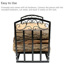 EliteBloom Indoor Firewood Log Rack with Scrolls, Heavy Duty Wrought Iron Firewood Holder, Powder-Coated Lumber Storage for Patio, Deck, and Fireplace