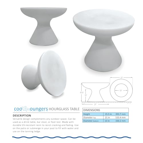 Cool Loungers Pool Wave Lounge Chairs Set of 2 with Hourglass Side Table White
