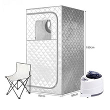 POGHDBXA Sauna Accessories, Movable Sauna Tent Full Body Steam Set Large Pot One Person Spa with Time Temperature Remote Control(Silver)