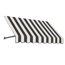 Awntech 6' Dallas Retro (76.5"-24"-36") Straight Slope Fixed Awning with Anodized Arms, Black/White Stripe