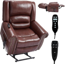 KTYUERGHK Dual Motor Power Lift Lay Flat Recliner with Massage Heat, Red