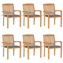 Favemtsl 6 Pc Stacking Teak Patio Dining Chairs with Cushions