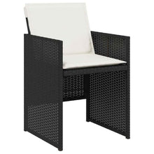 WHOPBXGAD 17 Piece Outdoor Patio Dining Set with Cushions, Black Poly Rattan Garden Furniture Set with Tempered Glass Table, Foldable Chairs for Backyard, Poolside