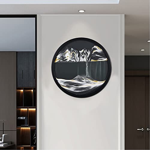 AECEVAN Wall Mount Moving Sand Art 23.6'' 3D Deep Sea Sculpture Black-i
