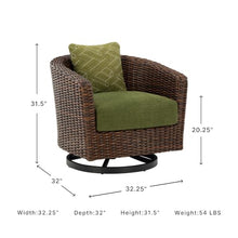 Signature Design by Ashley Outdoor Swivel Lounge Chair, Green & Dark Brown