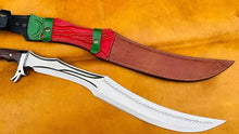 EGKH 24" Handmade Carbon Steel Blade Survival Machete Knife for Hunting Camping Bushcraft with Rosewood Handle and Leather Sheath - Tempered, Sharpened, Ready to Use