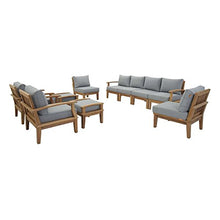 Modway EEI-1489-NAT-GRY-SET Marina Premium Grade A Teak Wood Outdoor Patio Furniture Set, 10 Piece, Natural Gray