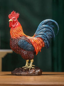 FENGSHUI-CAISHEN Large Colorful Pure Copper Rooster Statue