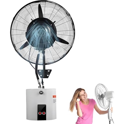 Outdoor Misting Fan, 3-Speed Waterproof Wall Mount Oscillating Fan for Patio Cooling, with 15L Water Tank & Automatic Filling, Adjustable Mist for Patio, Deck, Garage,81cm/31.9in