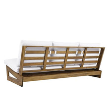 Christopher Knight Home Wicos Modern Acacia Wood Outdoor Sofa with Cushion, Wood Patio Sofa Chair Armless Design, Garden Backyard Outdoor Lounge Sofa Couch with Water-Resistant Cushion, Teak+White