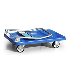 QTBH Flatbed cart Folding Platform Truck Foldable Push Cart Thickened Plastic Deck Metal Handle and Silent Wheels 360 Degree Moving for Indoor Outdoor Hand Platform Truck Foldable Push Hand Cart