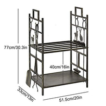 JDXQBLD Bronze Elk Fireplace Log Wood Rack 20 X13x30 Inch with 4 Pcs Tools,Wrought Iron 2 Tier Heavy Duty Firewood Holders for Indoor/Outdoor/Stove