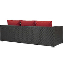 Modway Sojourn Wicker Rattan Outdoor Patio Sunbrella Fabric Sofa in Canvas Red