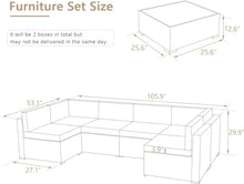 HTERWQEA Patio Conversation Set Outdoor Furniture, 7 Pieces Brown Wicker Rattan Sectional Sofa with Cushions, Modular Patio Furniture Set for Backyard, Deck, Garden, Porch