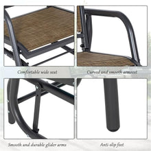 2pcs Outdoor Glider Chairs, Patio Rocking Chair Outside for Garden, Backyard, Poolside, Lawn Glider Chairs, Glider Chair (Light Mixed Brown, Dark Gray) 29.5" W x 26" D x 33.5" H