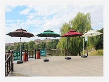 RWGOVLU Folding Parasol With Simple Base 2.7m Large Outdoor Garden Sun Umbrella Patio Leisure Umbrella, Height & Angle Adjustable