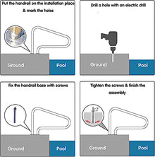 Pool Handrail Handle Grab Rails Swimming Pool Rail Pool Railing Premium Stainless Steel Pool Hand Rail for Inground Swimming Pool,Pool Handrail with Flange Quick Mount Base