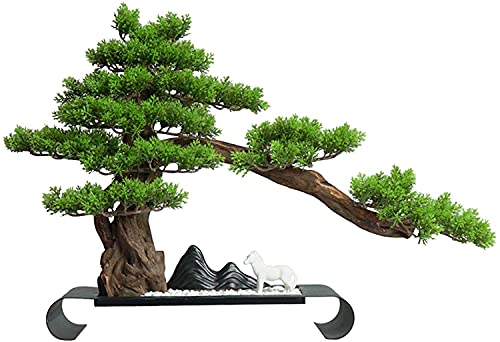 Bonsai Tree Chinese Simulation Bonsai Plant Welcome Pine Decoration Porch Living Room Hotel Office Decoration for Garden Decoration and Desktop Display (Green)