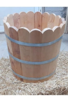 Large Wooden Planter Pot 45-55cm Diameter, 45-55cm Height, Pine Wood for Outdoor/Indoor Use - Solid Red Pine Natural Colors