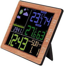 SHANBOYU Wood Grain Weather Station Barometer Thermometer Hygrometer Wireless Sensor LCD Display Weather Forecast Digital Alarm Clock