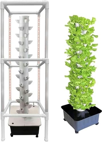 Hydroponic Tower Growing Sytem, Indoor Grow System with Grow Lights and Stands, Soilless Cultivation Grow Tower, 45 Holes Aeroponics Growing Kit